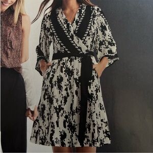 Cabi X Factor Black and White Wrap Dress